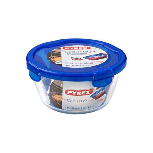 Plat rond en verre Pyrex Cook &amp; Go avec couvercle