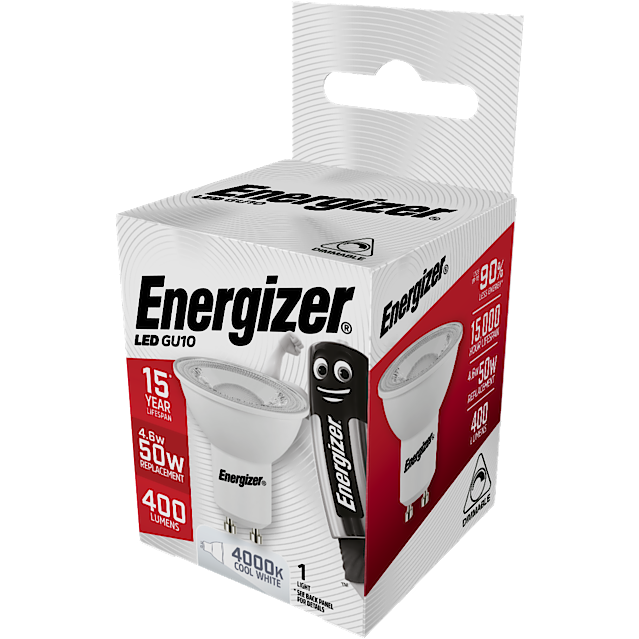 Energizer LED GU10 Cool White 4000k Dimmable 4.6w 375lm