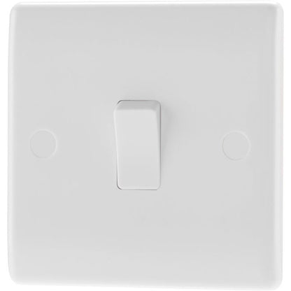 BG 1 Way White Round Edge Switch