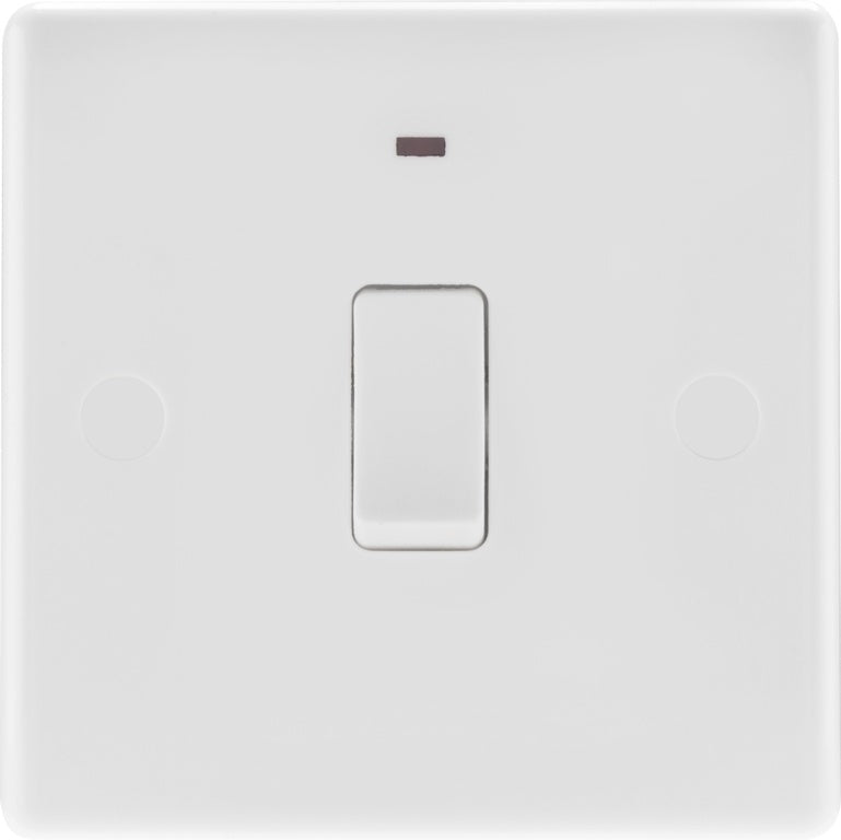 BG White Round Edge Double Pole Switch With LED