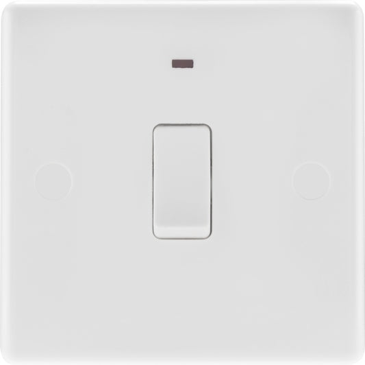 BG White Round Edge Double Pole Switch With LED