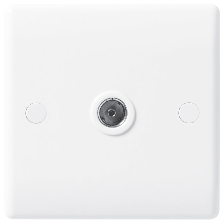 BG White Round Edge Co-axial Socket