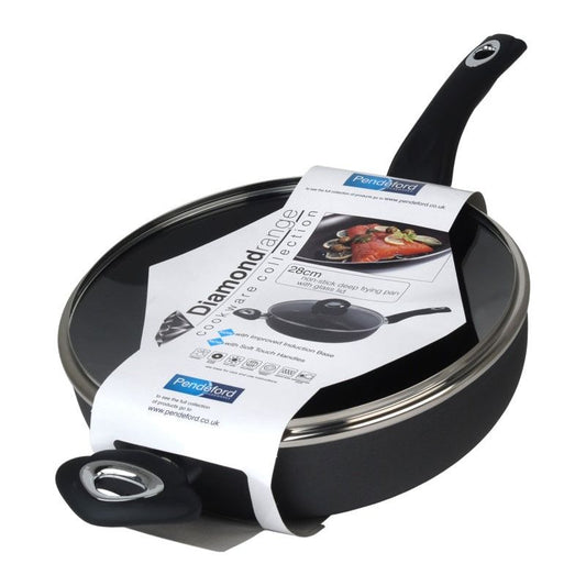 Diamond Non Stick Deep Fry Pan With Glass Lid