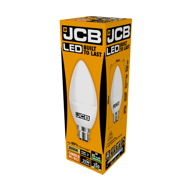 JCB LED Candle 250lm Opal 3w