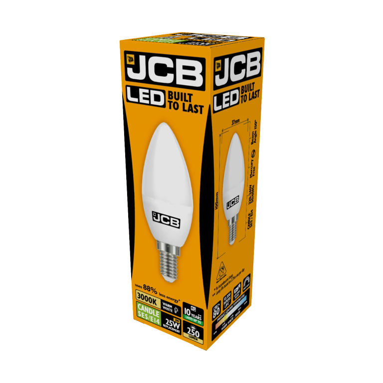 JCB LED Candle 250lm Opal 3w