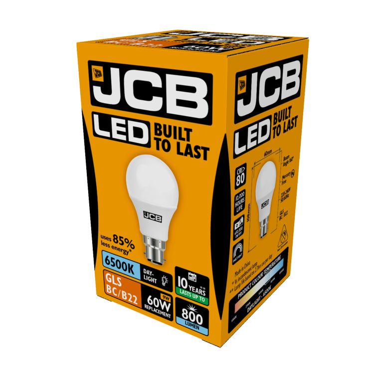 JCB LED A60 806lm Opal 10w B22 6500k