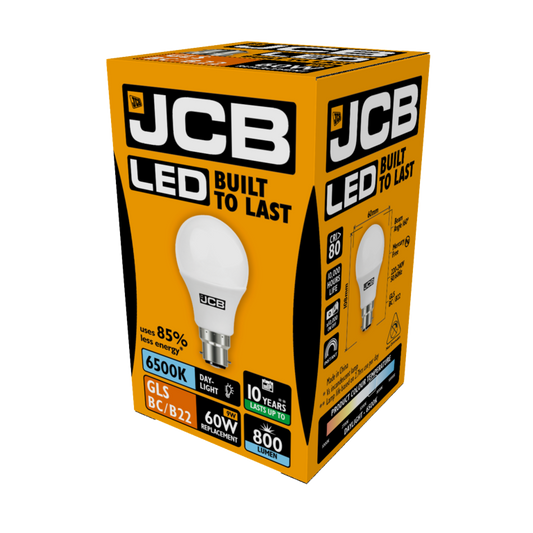 JCB LED A60 806lm Opal 10w B22 6500k