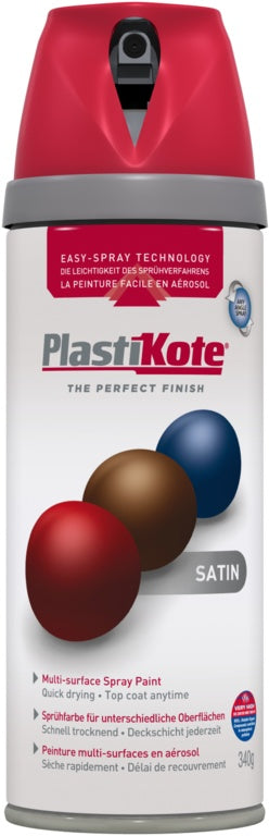 PlastiKote Twist & Spray Paint 400ml Real Red Satin