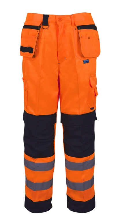 Black Knight Builders Hi Vis Trousers Orange & Black