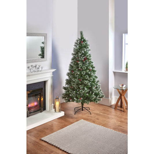 Premier Sugar Pine PVC Tree Iced Tips Berries & Cones