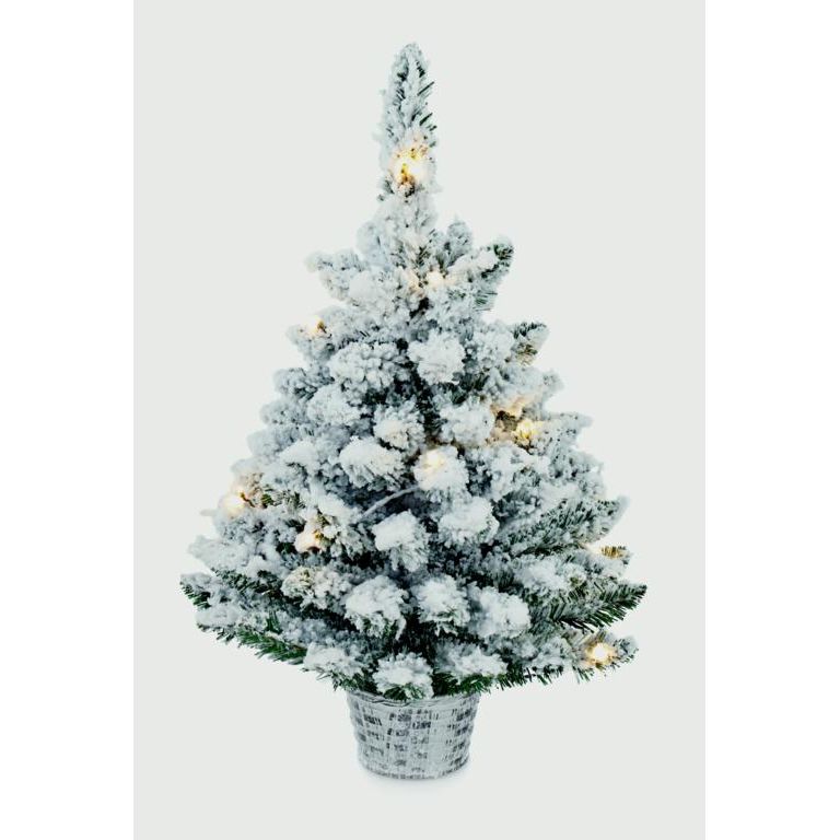 Premier Prelit Flocked Tree In Plastic Pot