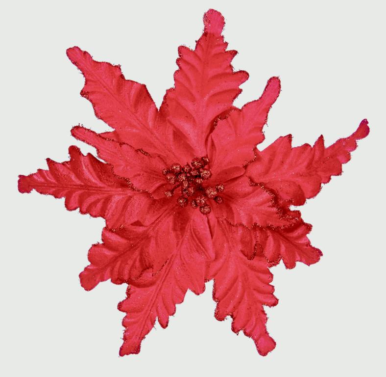 Premier Velour Clip On Poinsettia