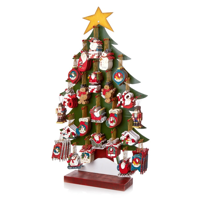 Premier Assorted Tree Trim On Wooden Display Unit