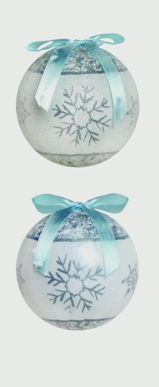 Premier Shiny Slvr Snowflakedecoupage Balls