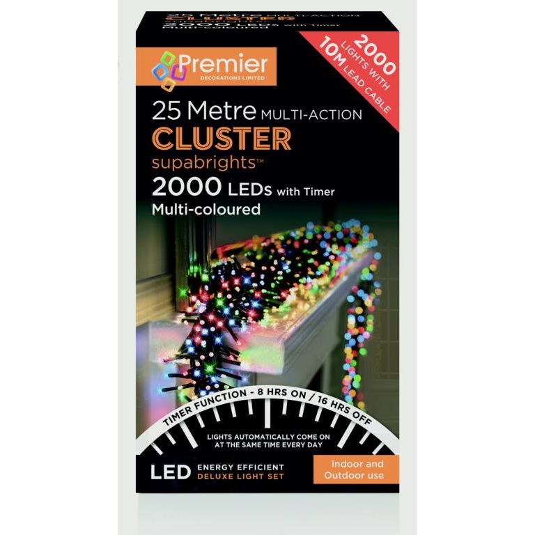 Premier 2000 LED Multi Action Supabrights Cluster Lights With Timer