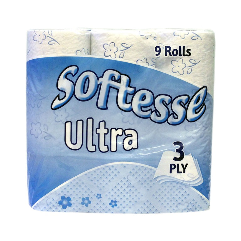 Rouleaux de papier toilette ultra blancs 3 épaisseurs Softesse