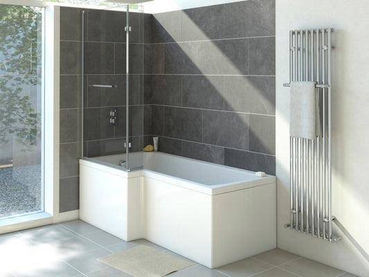 Trojan Solarna L Shape Bath Screen with Towel Rail