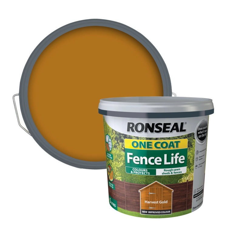 Ronseal One Coat Fence Life 5L Cosecha Oro