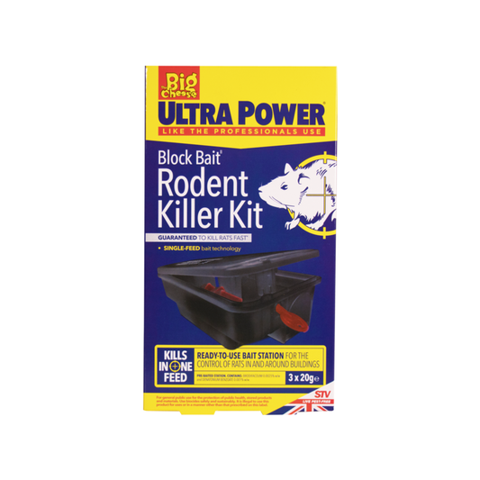 Kit para matar roedores con cebo Ultra Power Block de The Big Cheese