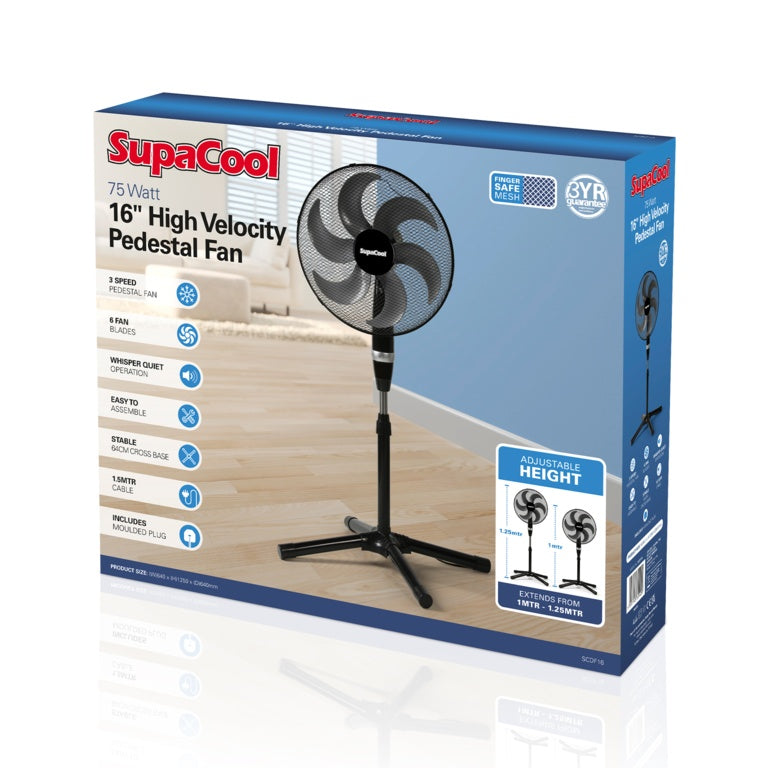SupaCool High Velocity Pedestal Fan 16" (