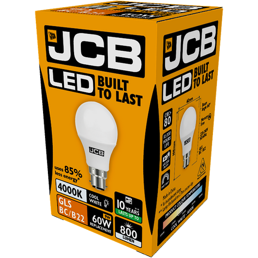 JCB LED A70 10W B22 Boxed