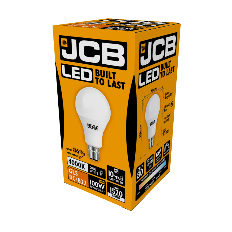 JCB LED A70 15W B22 Boxed