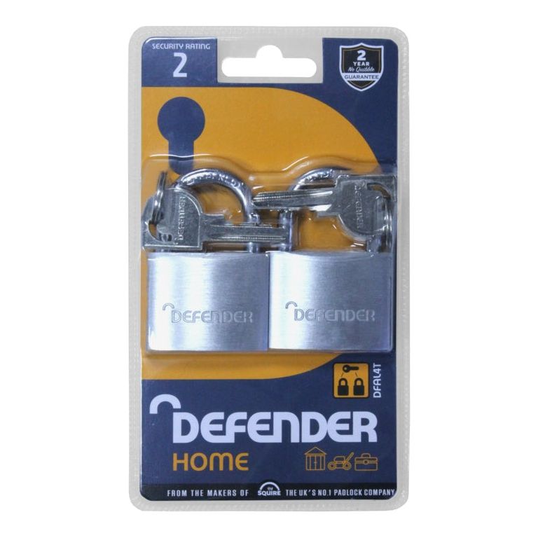 Defender Aluminium Padlock Twin Pack