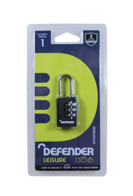 Cadenas combiné moulé sous pression Defender noir