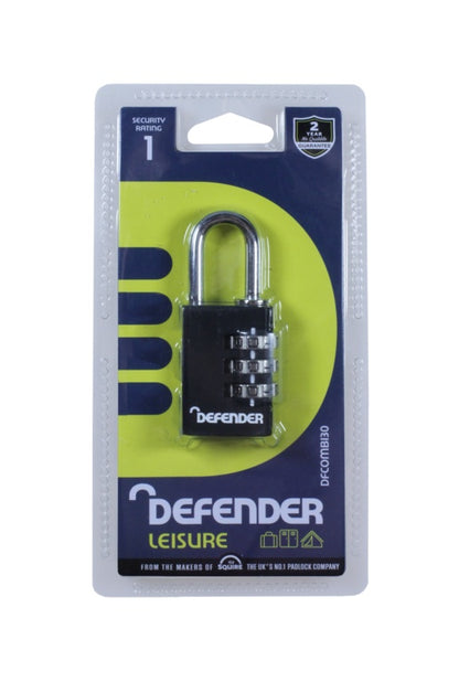 Cadenas combiné moulé sous pression Defender noir