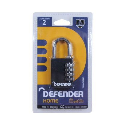 Cadenas combiné moulé sous pression Defender noir