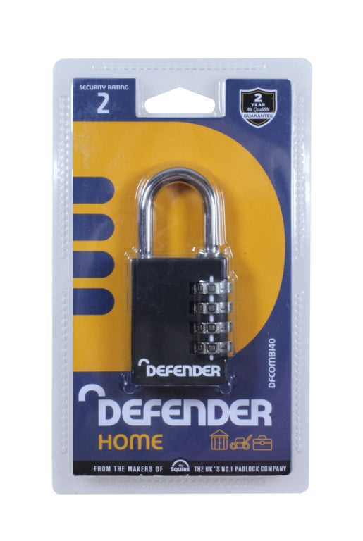 Candado combinado Defender negro fundido a presión