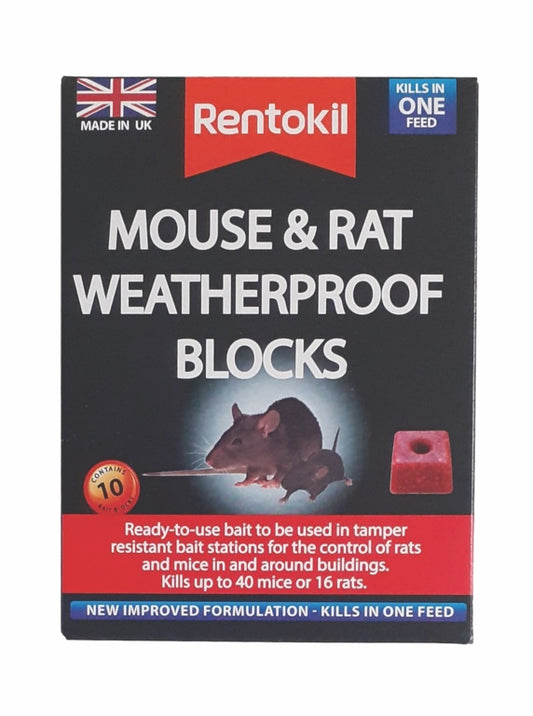 Rentokil Souris Rat Blocs Résistants Aux Intempéries Pack 10