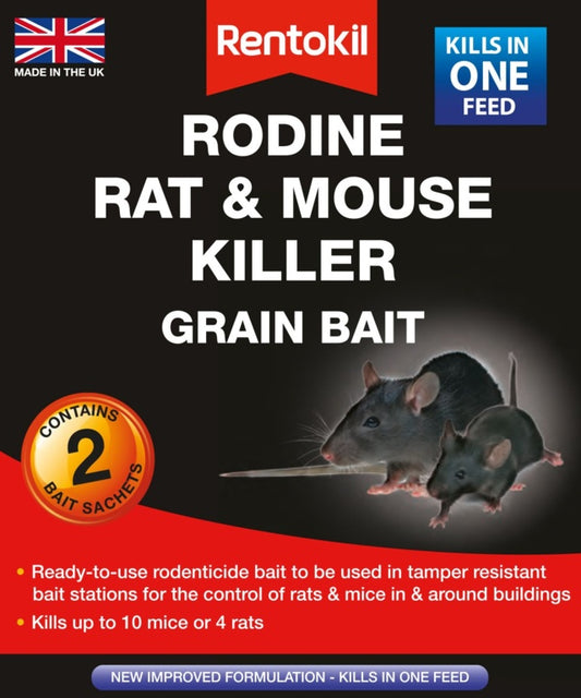 Rentokil Rodine Rat &amp; Mouse Killer Grain Bait 2 Sachet