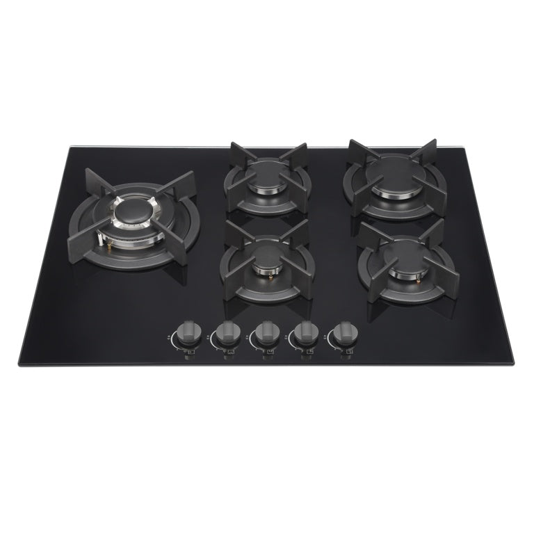 Kitchenplus Gas Burners On Black Glass Hob