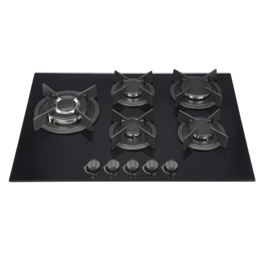 Quemadores de gas Kitchenplus sobre vitrocerámica de cristal negro