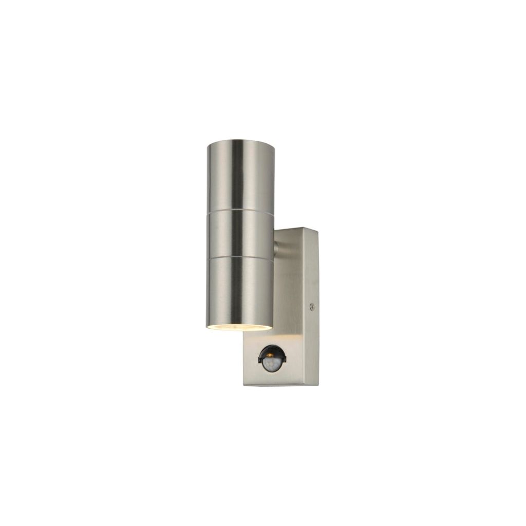 Zink Up Down Outdoor Wall Light With PIR Stainless Steel