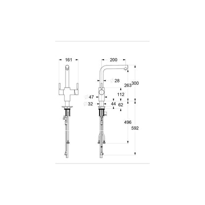 Robinet en forme de L InSinkErator 3N1, pack réservoir Neo et filtre - Noir velours