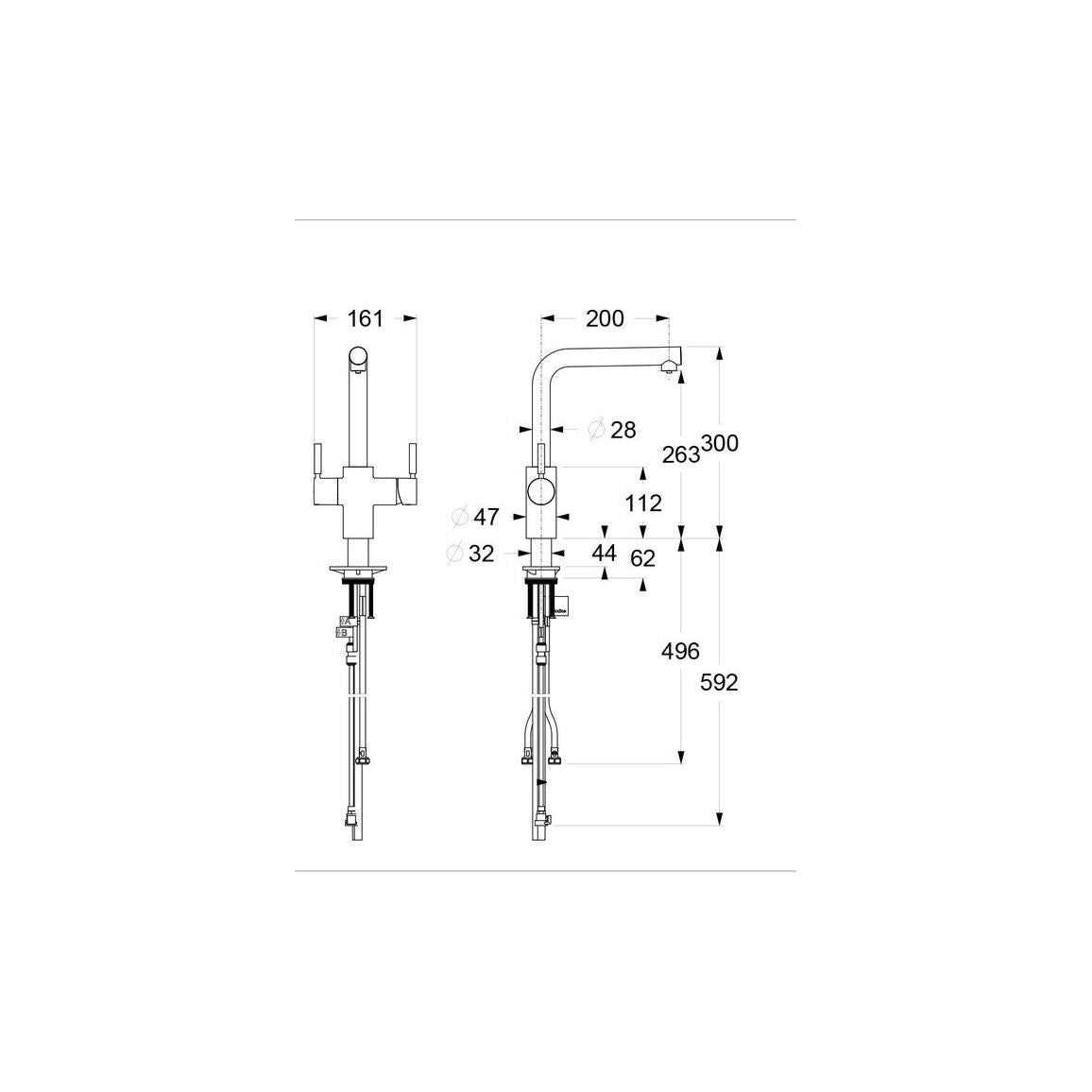 InSinkErator 3N1 L Shape Tap, Neo Tank & Filter Pack - Gold