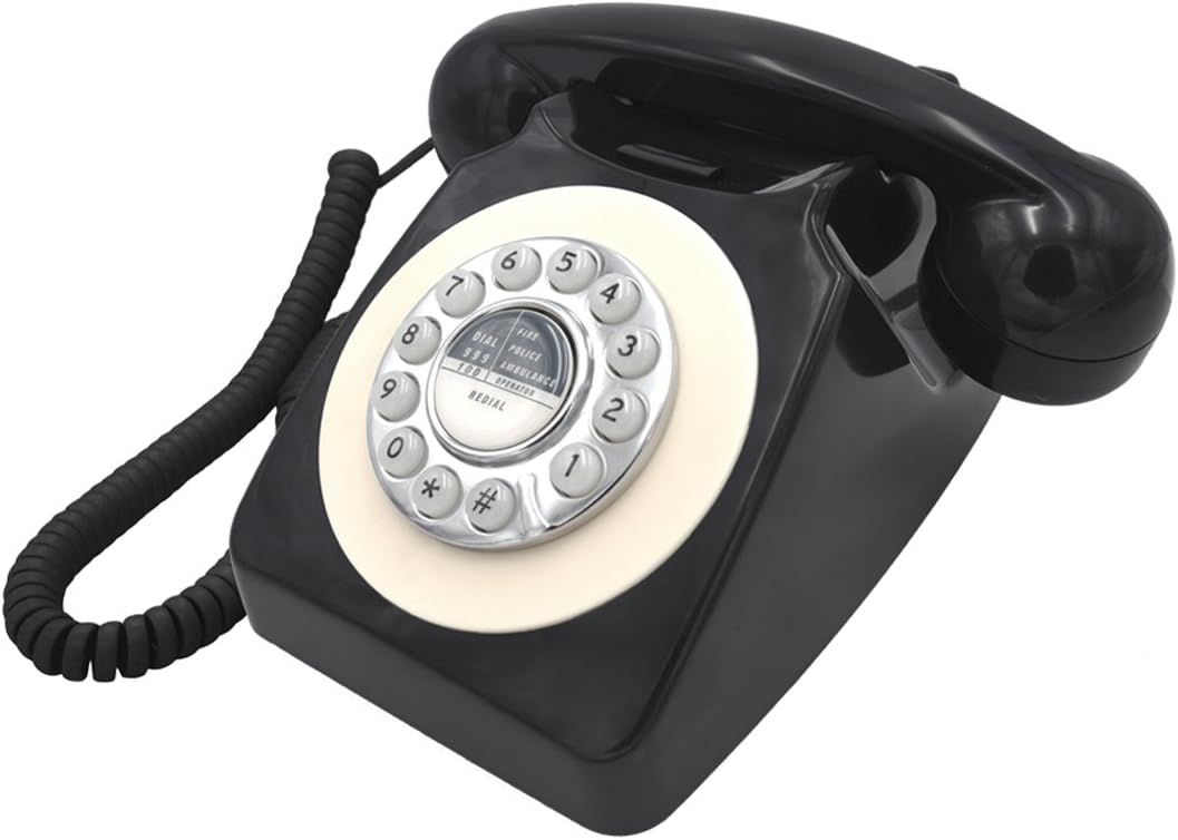 Global Gizmos Black Retro Telephone