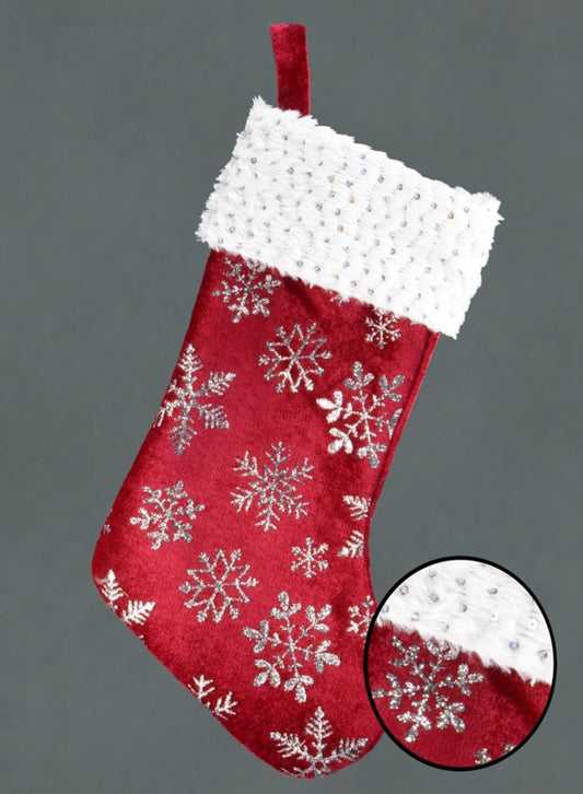 Davies Products Snowflake Velvet Stocking