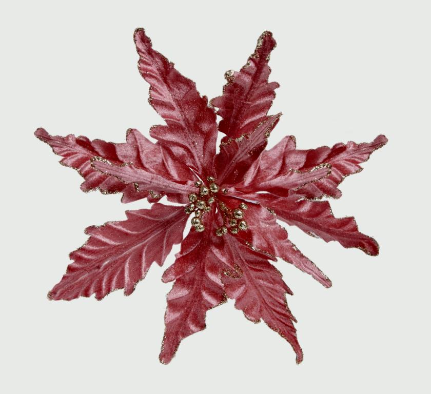 Premier Velour Clip On Poinsettia