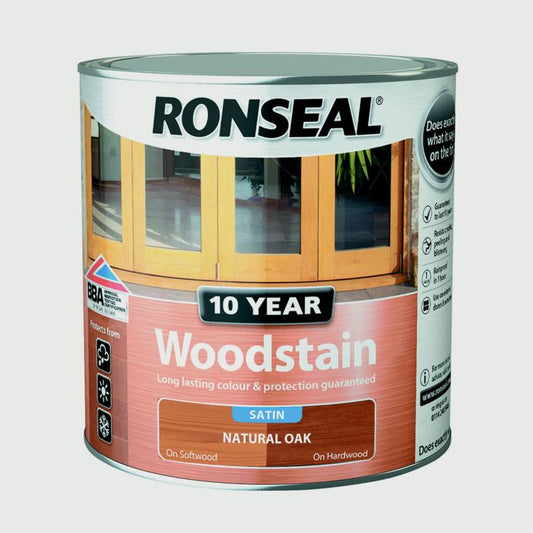 Ronseal 10 Year Woodstain Satin 2.5L / Natural Oak