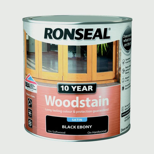 Ronseal Lasure pour bois satinée 10 ans 750 ml Ébène