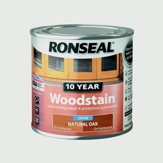 Ronseal 10 Year Woodstain Satin 750ml / Natural Oak