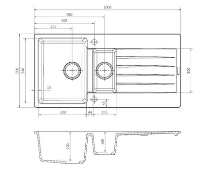 Reginox Harlem 1.5 Bowl Granite Sink