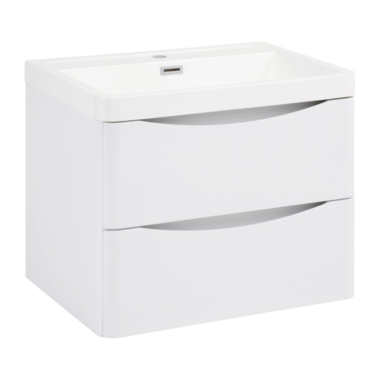 SP Ocata Meuble Lavabo à Tiroir Suspendu Blanc Brillant