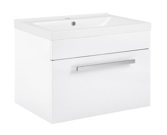 Mueble de lavabo con cajones suspendido en blanco brillante SP Avalon