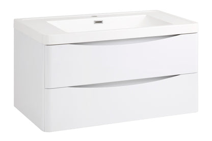 SP Ocata Meuble Lavabo à Tiroir Suspendu Blanc Brillant