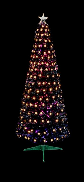 Premier Slim Black Fibre Optic Tree Warm White LED Star