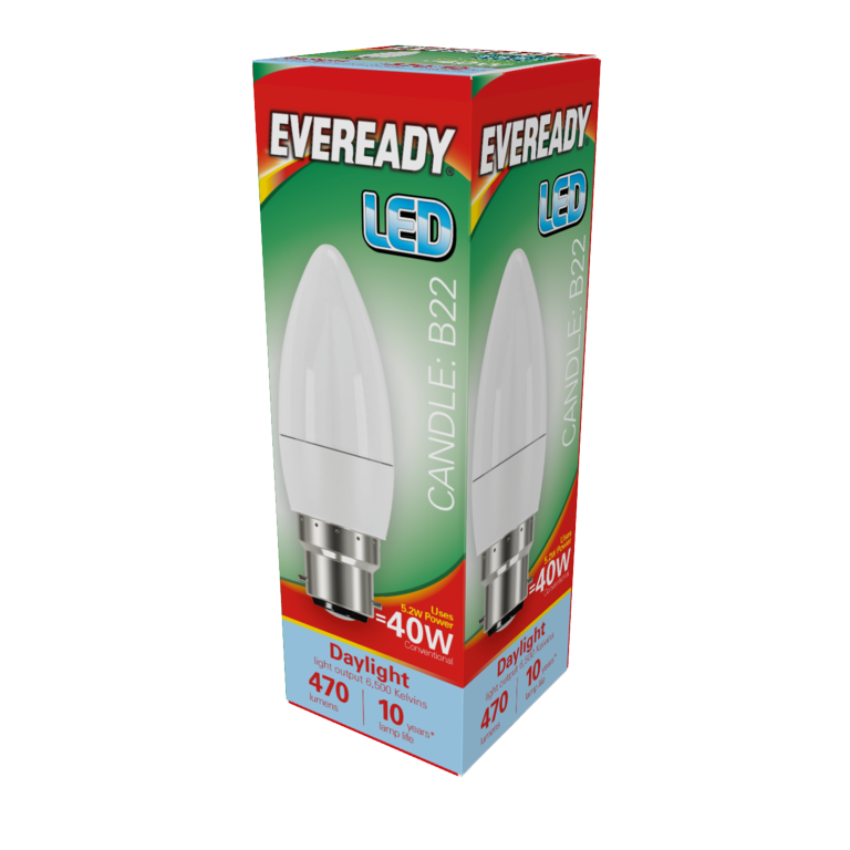 Bougie LED Eveready 6W 480lm Lumière du jour 6500k B22